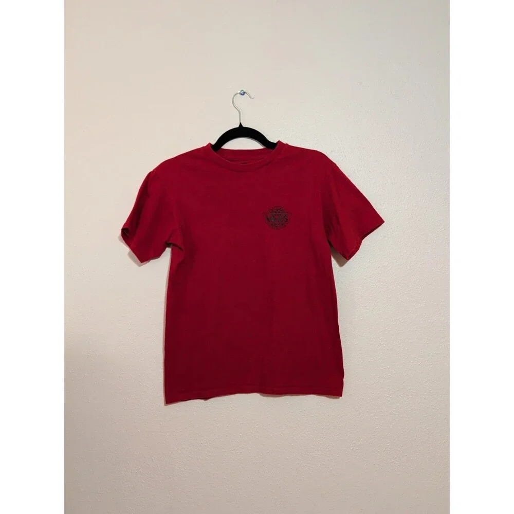 Y2K Inspired Vans Shirt Small Red Graphic Streetwear Skating Short Sleeve - Picture 2 of 10